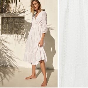 Zara White Eyelet Midi Dress